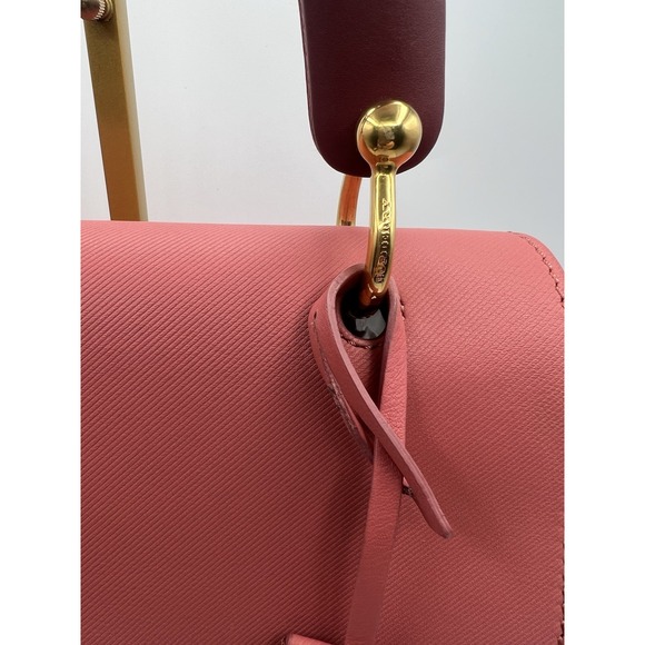 Burberry Bag Bi Color Pink Trench Calf Leather Top Handle Bag Career Authentic - Picture 2 of 16